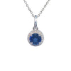 Sapphire & Diamond Halo Pendant – 9ct White Gold