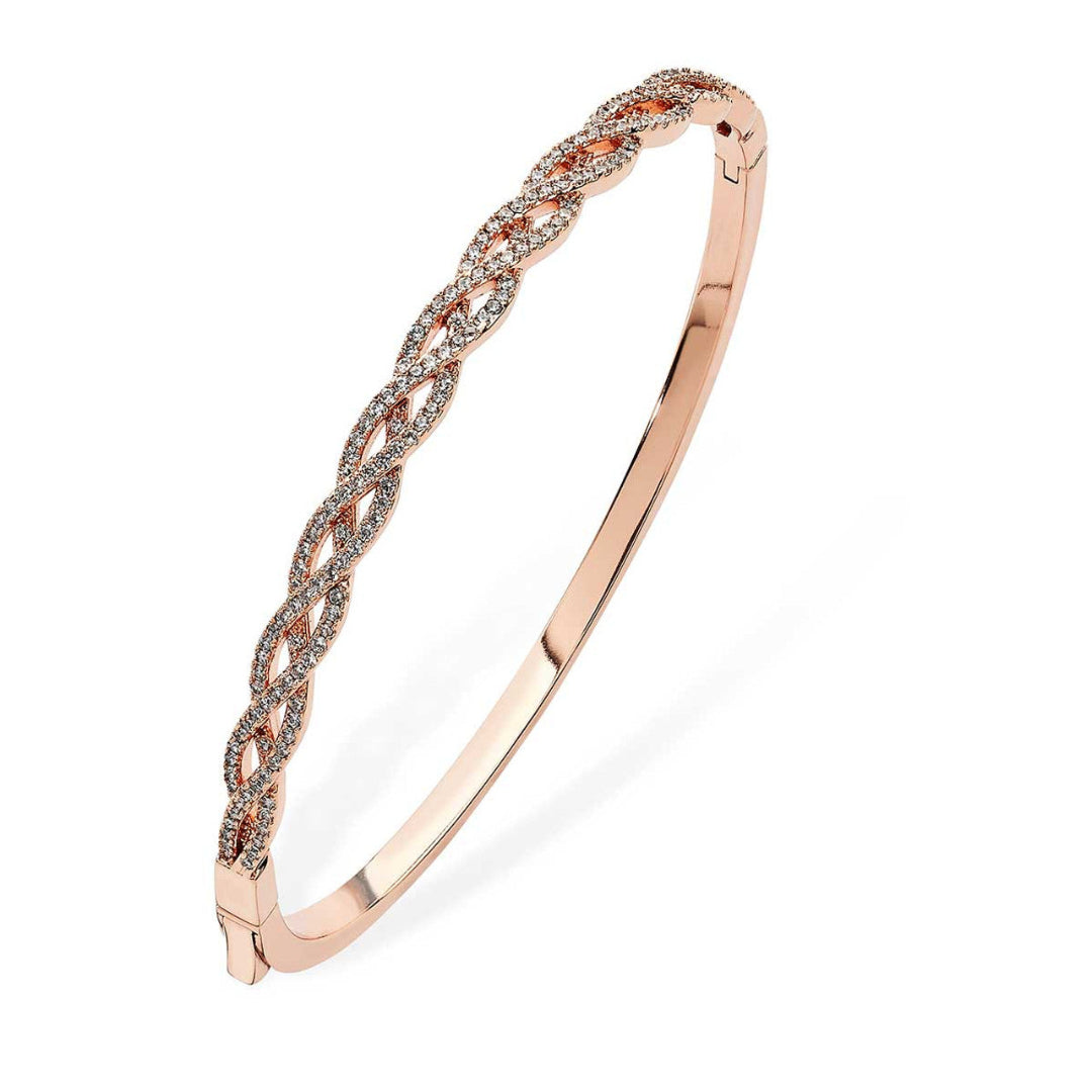 Interwoven CZ Bangle - Rose Gold