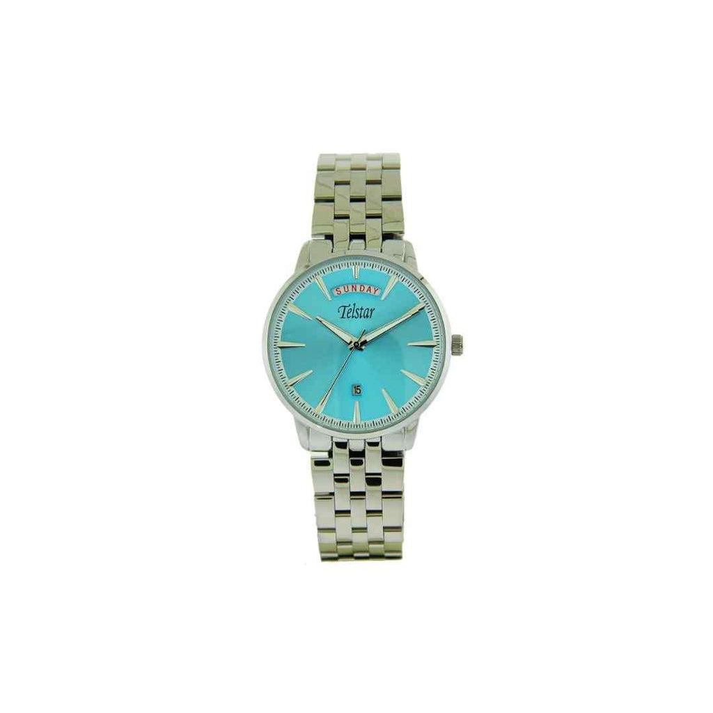 Telstar Gents Silver Bracelet Watch — Blue Dial
