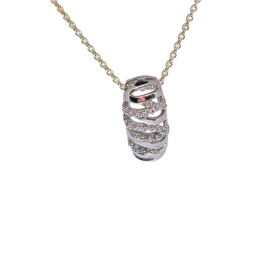 Luna Swirl Sterling Silver Necklace – CZ Ribbon Pendant
