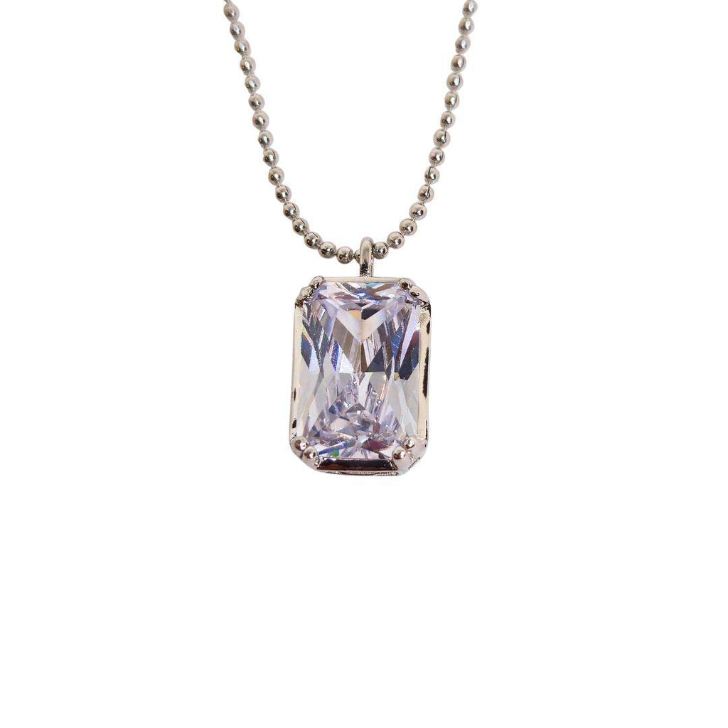 Crystal Aurora Sterling Silver Necklace – Emerald-Cut CZ Radiance
