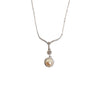 Vintage Pearl Drop Sterling Silver Necklace – CZ Halo Elegance