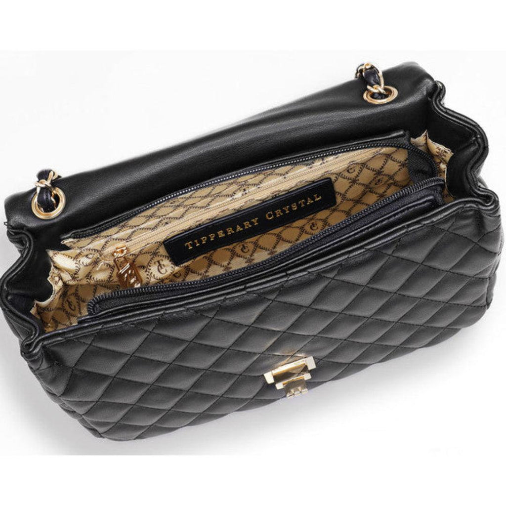 Tipperary Crystal – Quilted Shoulder Bag Palermo in Black