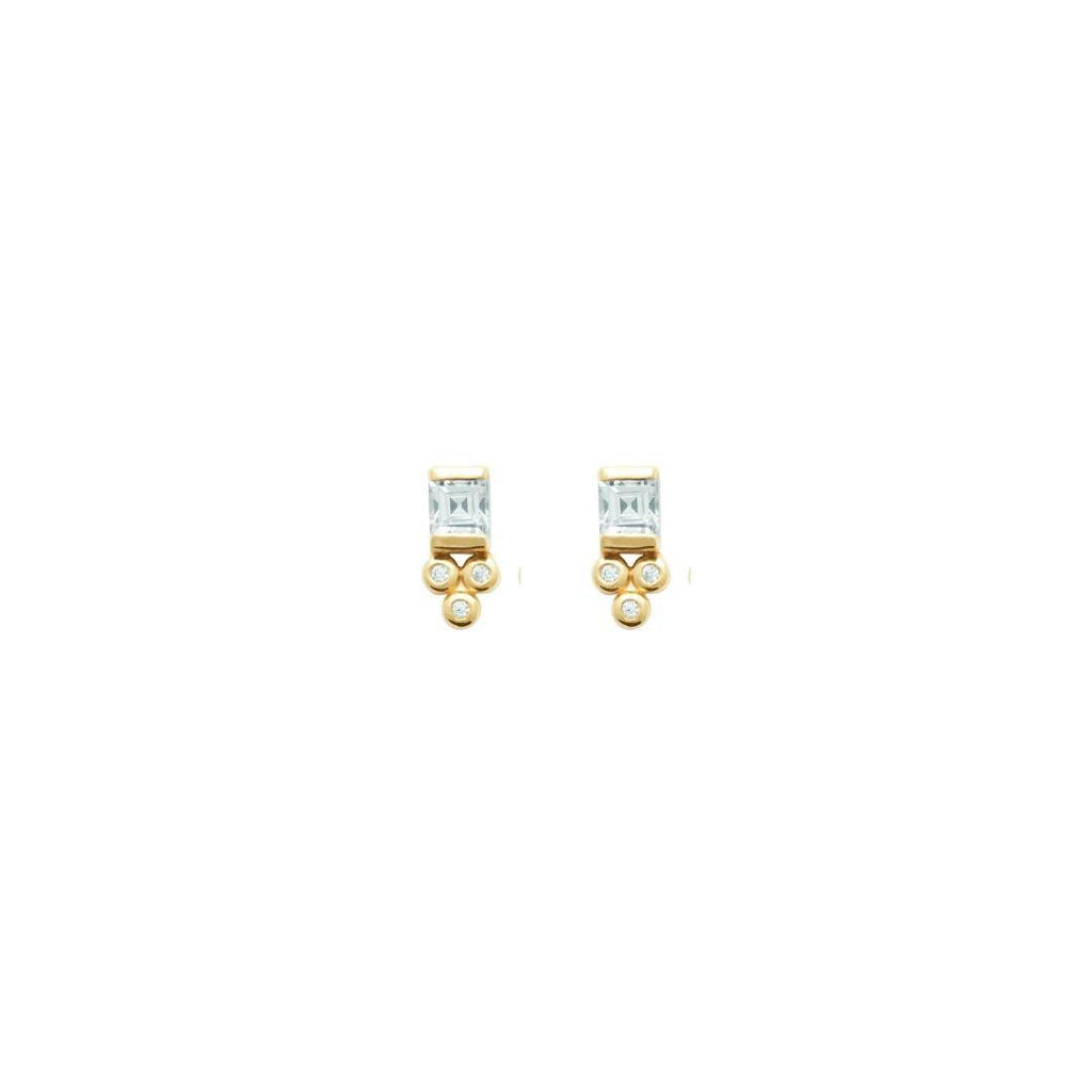 Burren “Clear Axis Stud Earrings” – Gold
