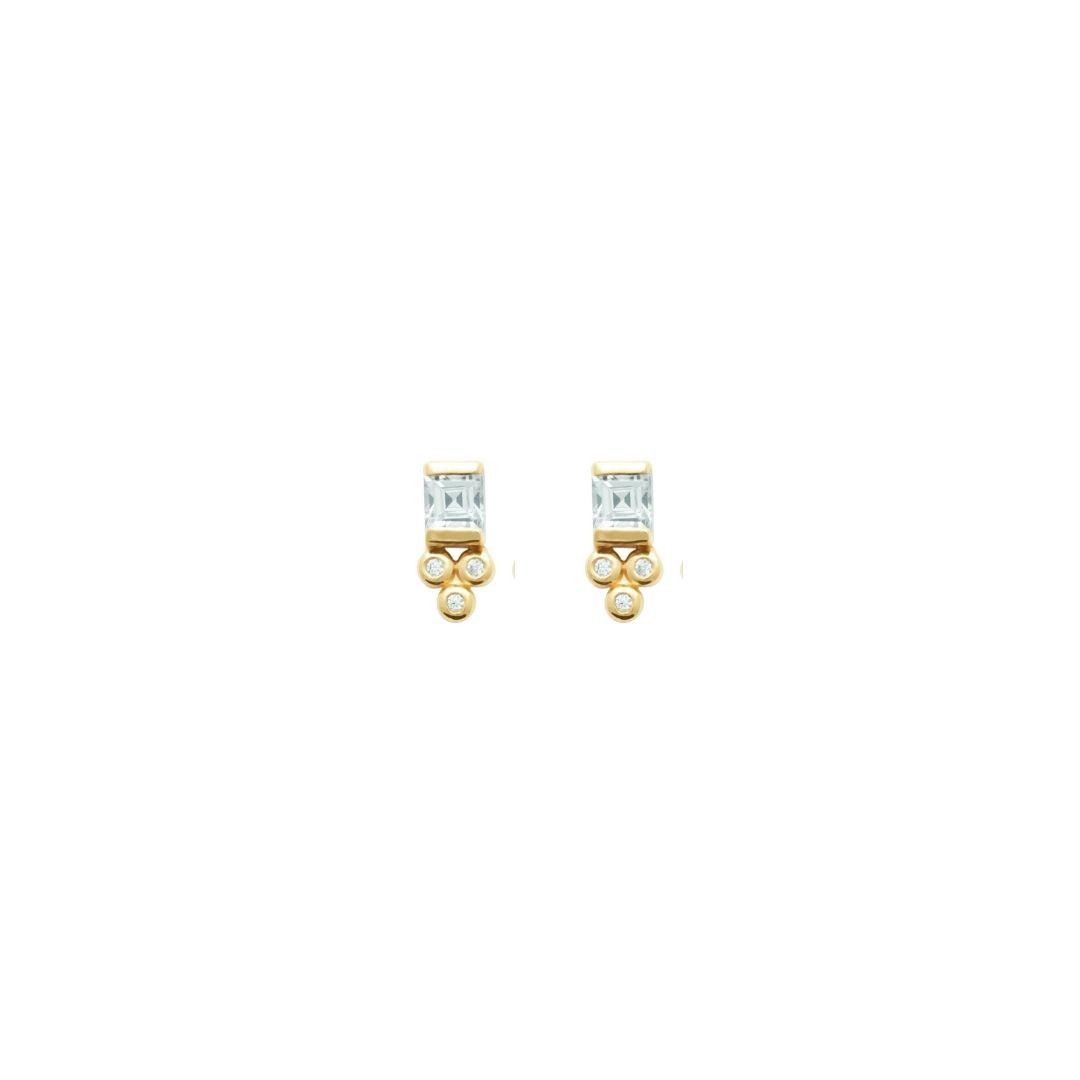 Burren “Clear Axis Stud Earrings” – Gold