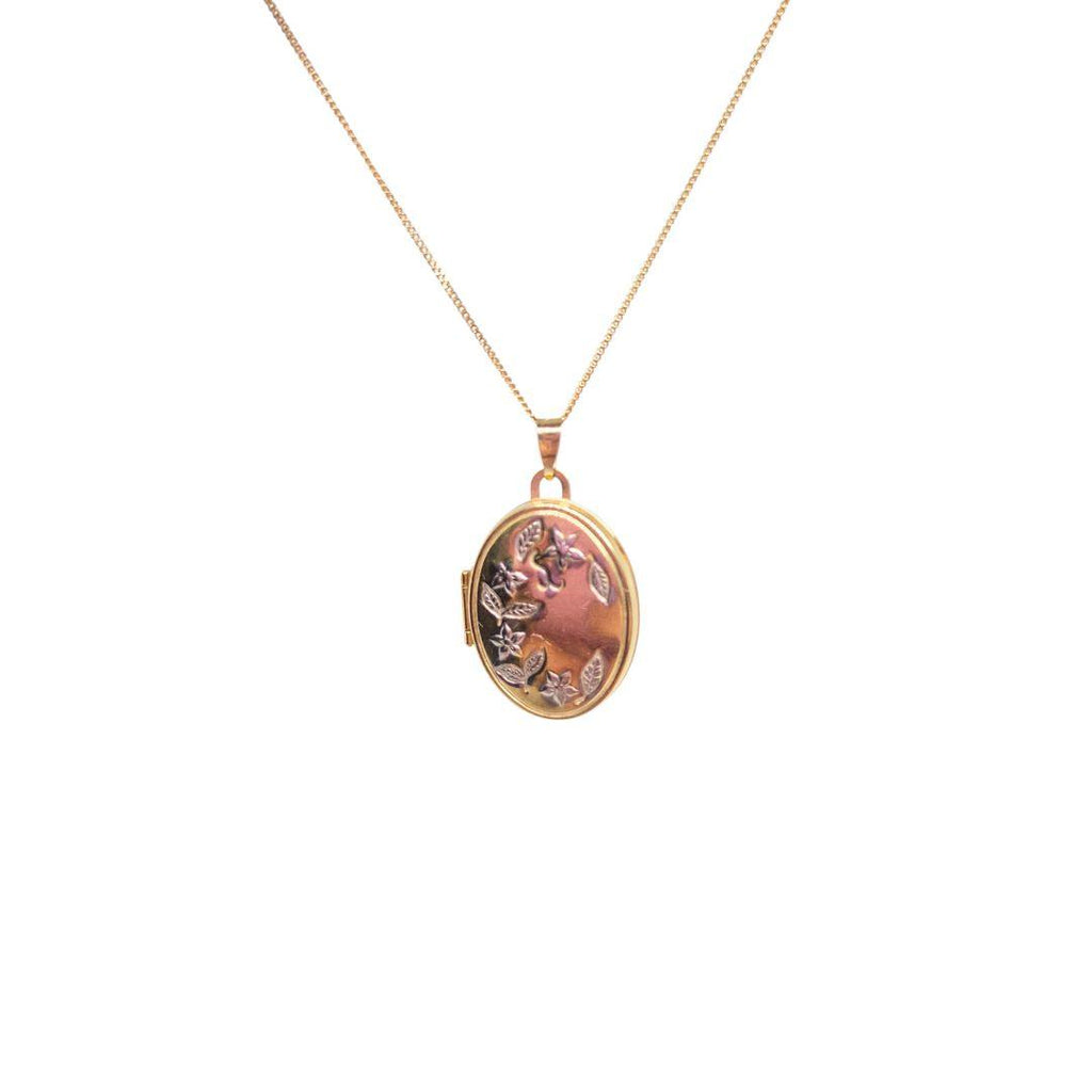 Engraved Floral Oval Locket – 9ct Gold