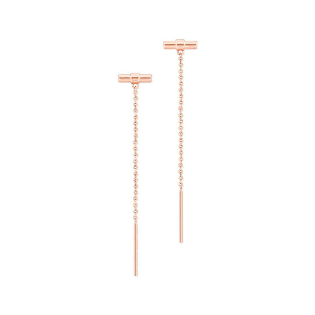 T-Bar Drop Earrings - Rose Gold