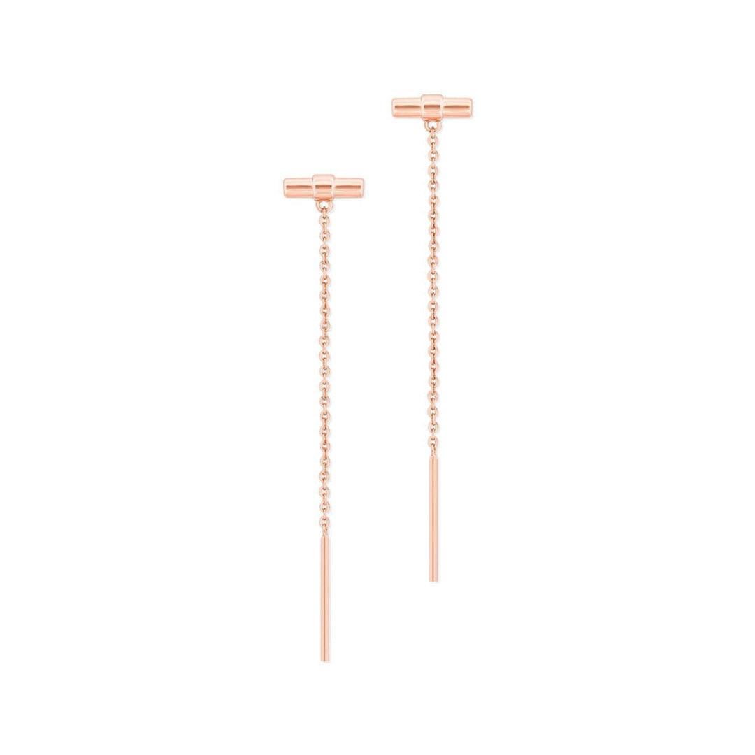 T-Bar Drop Earrings - Rose Gold