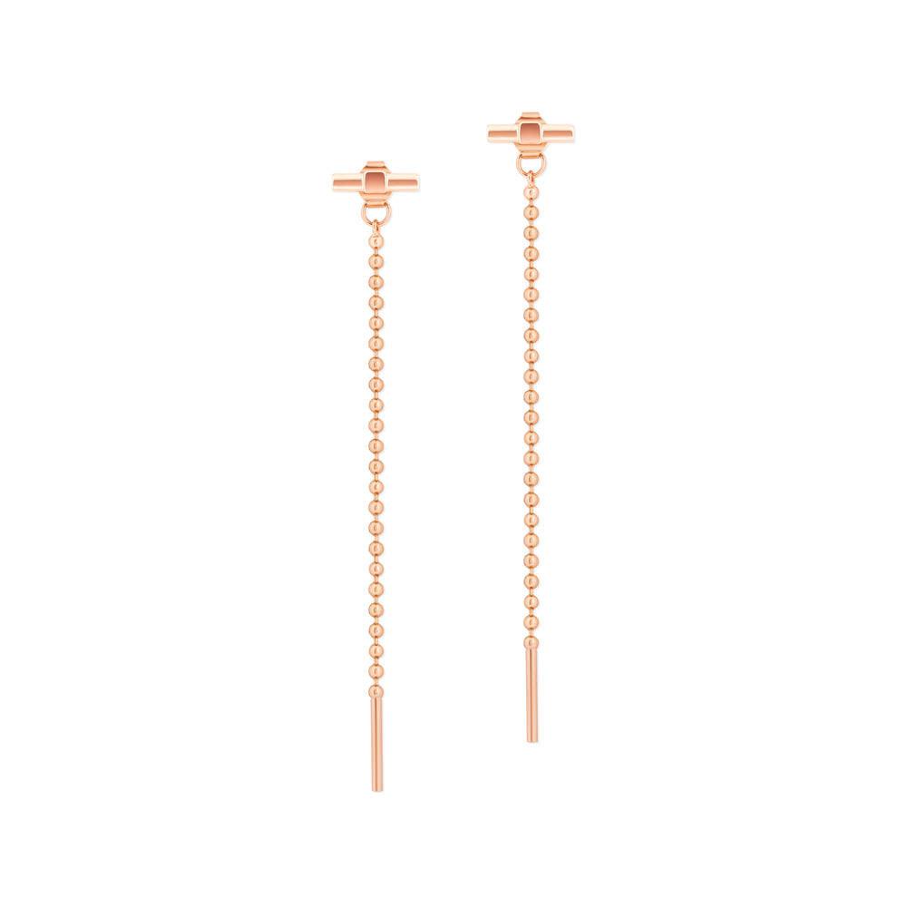 T-Bar Chain Drop Earrings - Rose Gold