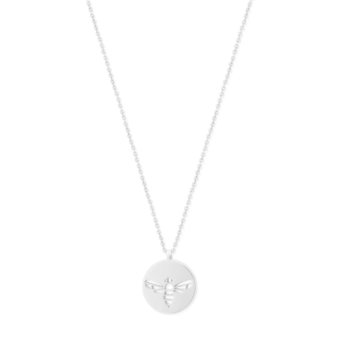 Bee Circle Pendant - Silver