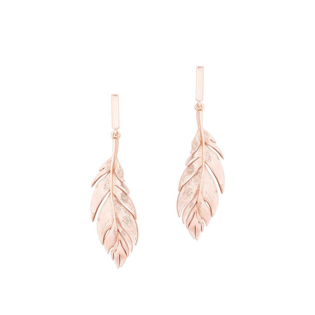 Feather Drop Earrings – Rose Gold