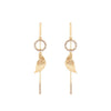 Angel Wing Crystal Circle Drop Earrings – Gold