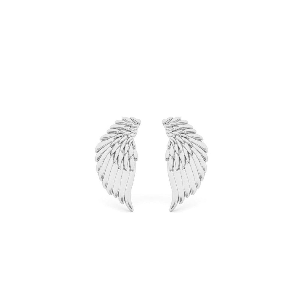 Angel Wing Stud Earrings – Silver