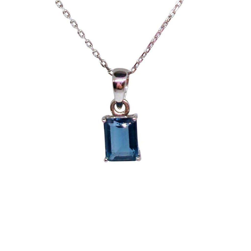 Blue Mirage Sterling Silver Necklace – Emerald-Cut CZ Drop