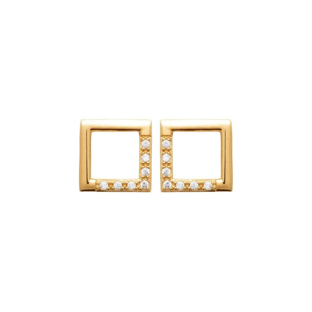 Burren “Golden Frame Stud Earrings” – Gold