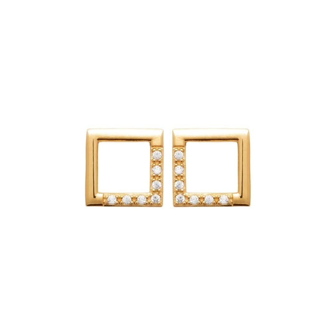 Burren “Golden Frame Stud Earrings” – Gold