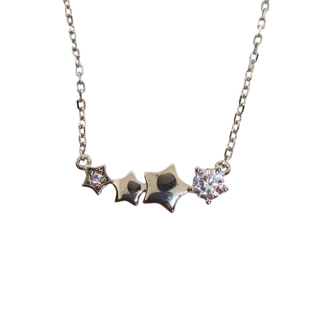 Starlight Cluster Sterling Silver Necklace – CZ Constellation Glow