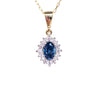 Blue Sapphire-Coloured CZ Cluster Pendant – 9ct Gold