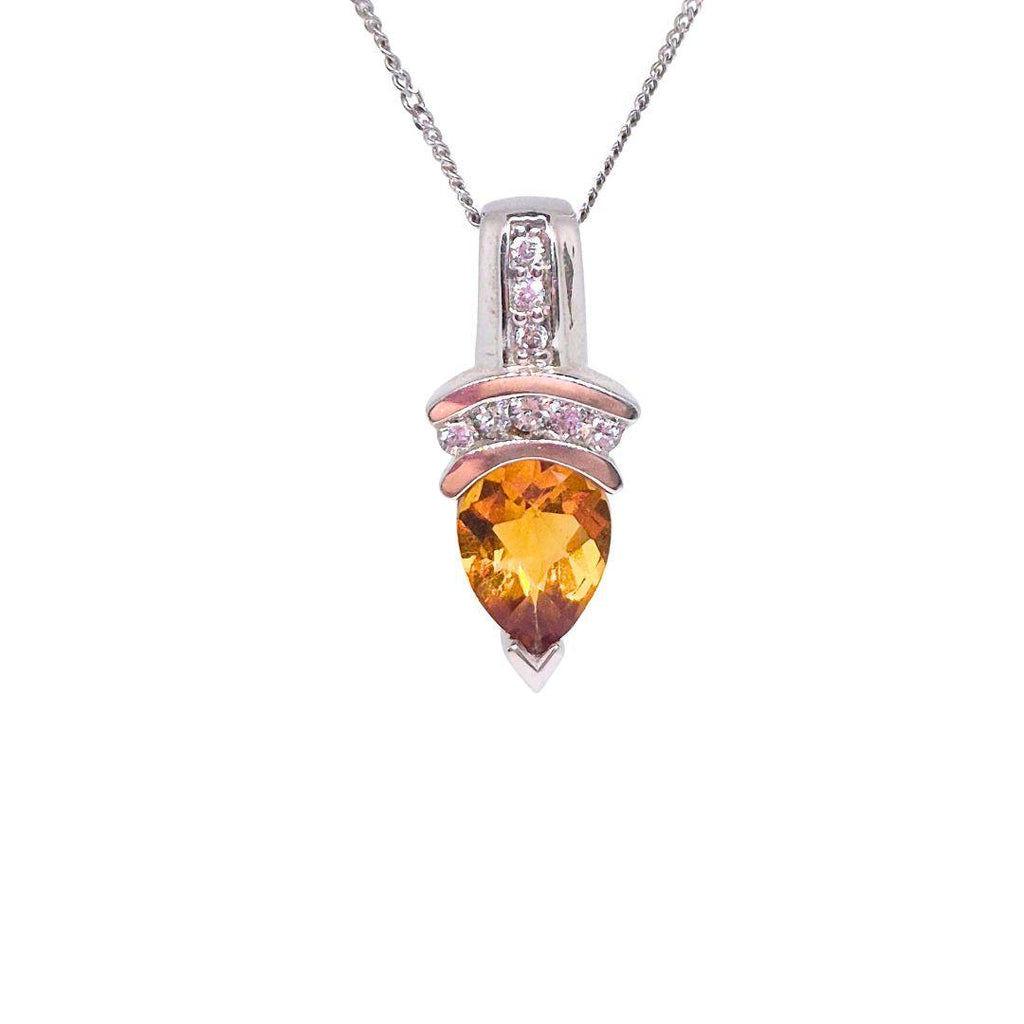 Diamond Teardrop Pendant Necklace - 18ct White Gold