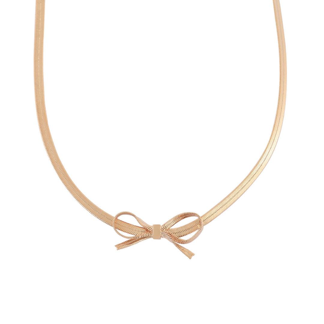 Bow Slinky Bow Necklace - Gold