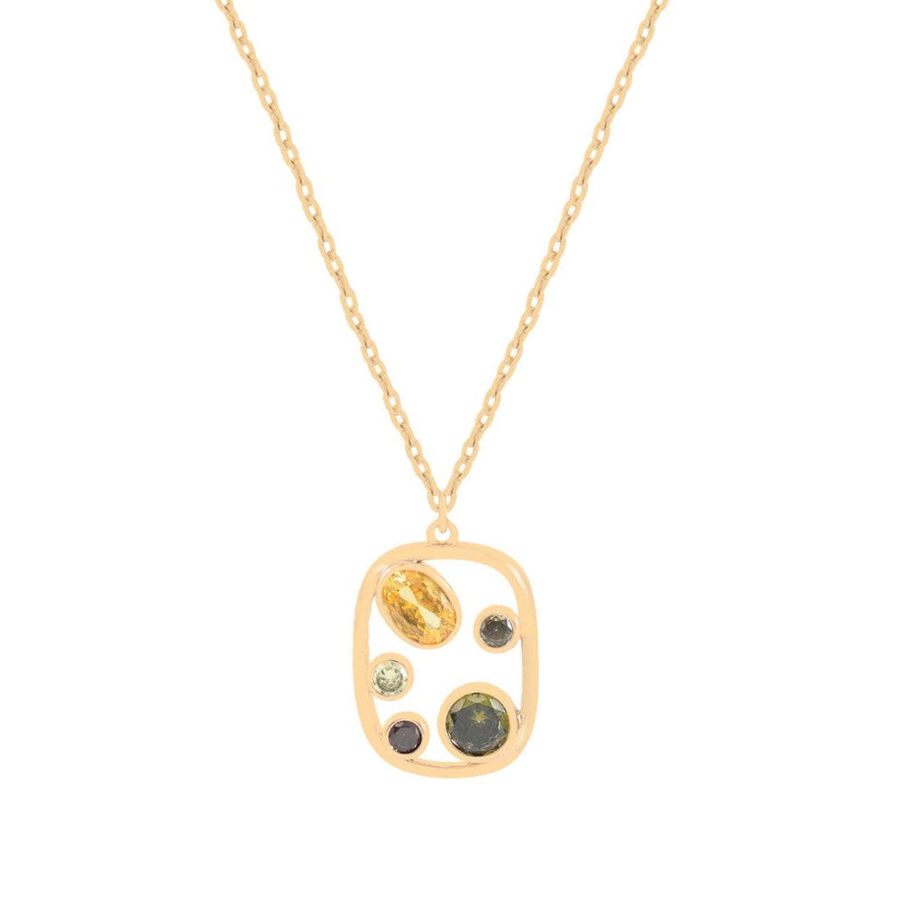 Maureen O’Hara Yellow & Green CZ Rectangular Pendant – Gold