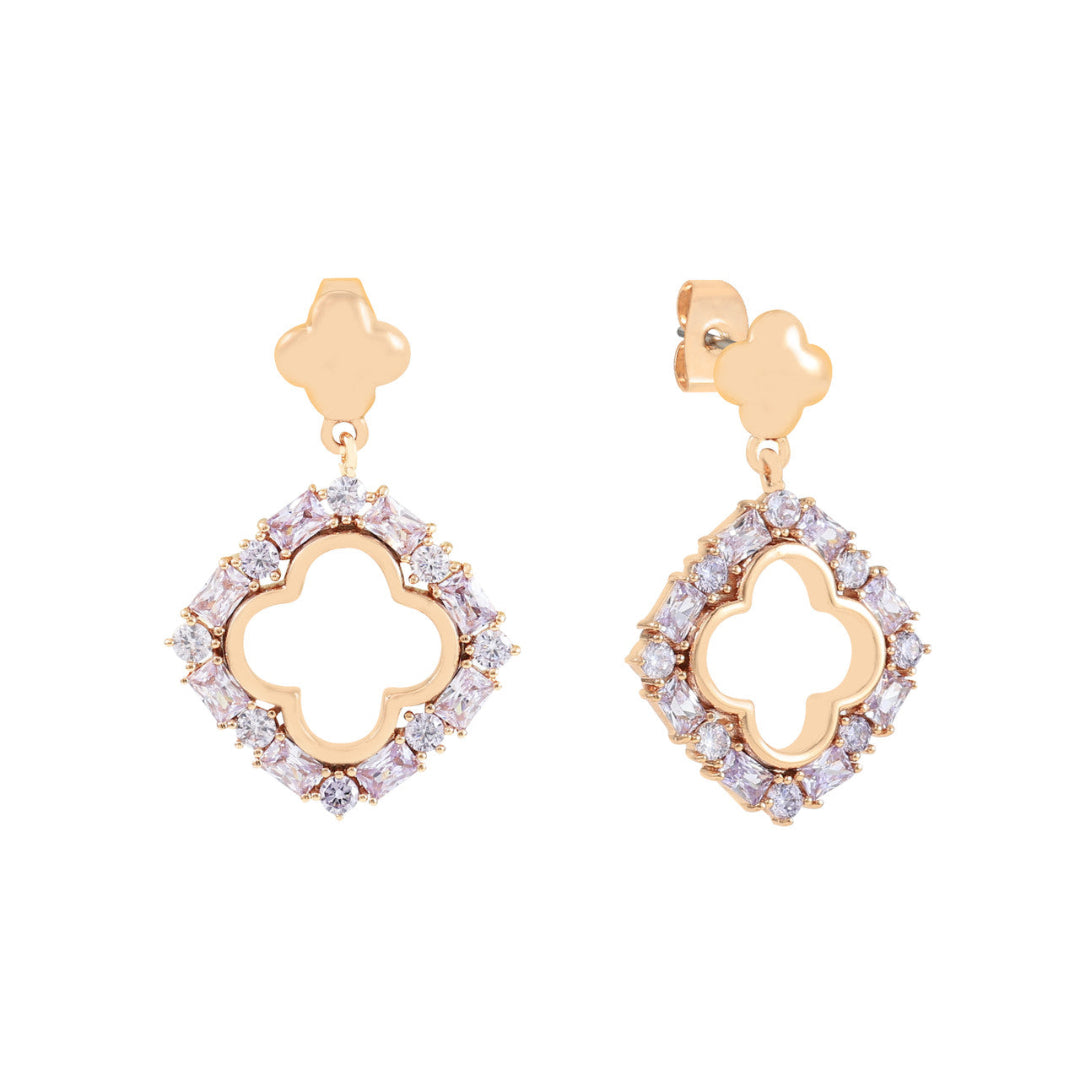 Maureen O’Hara CZ Surround Cutout Flower Earrings – Gold