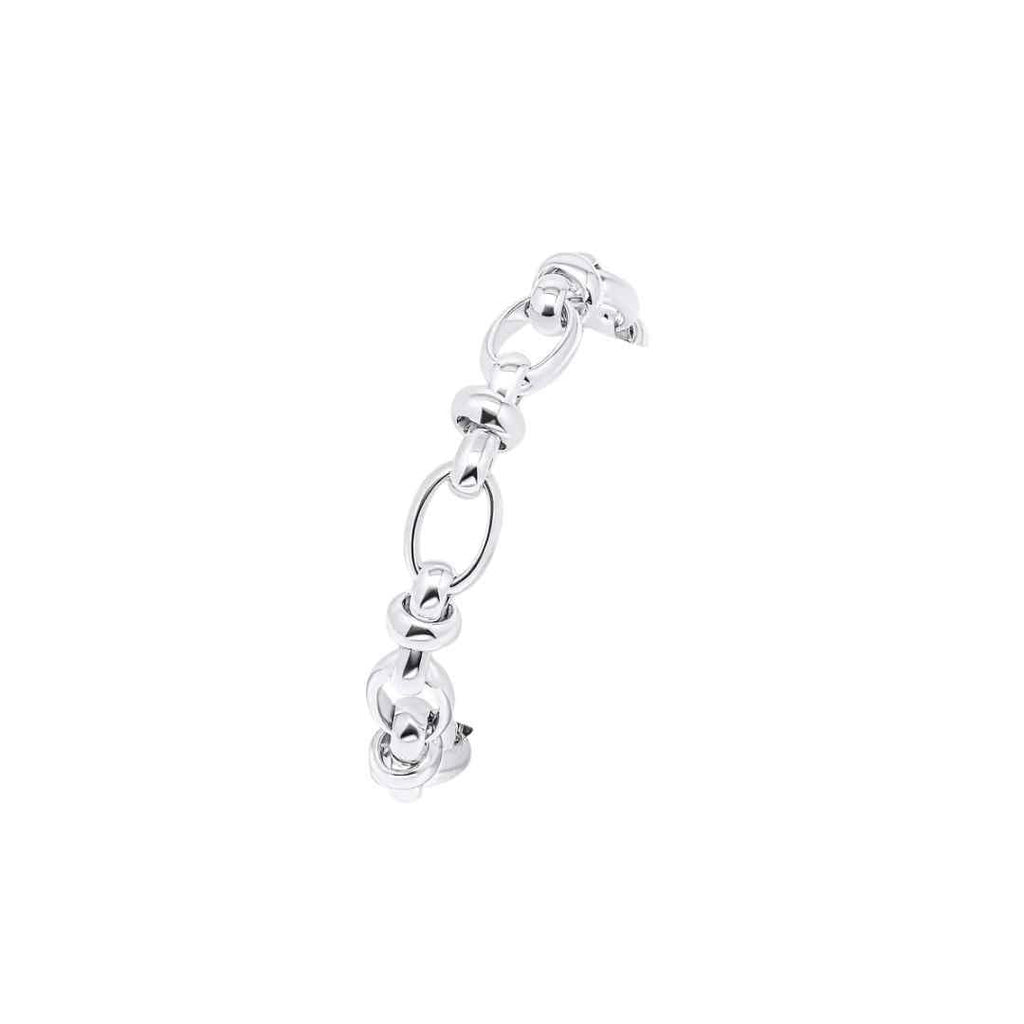 Silver 10.7mm Handmade Oval Pinched Link Chain Bracelet