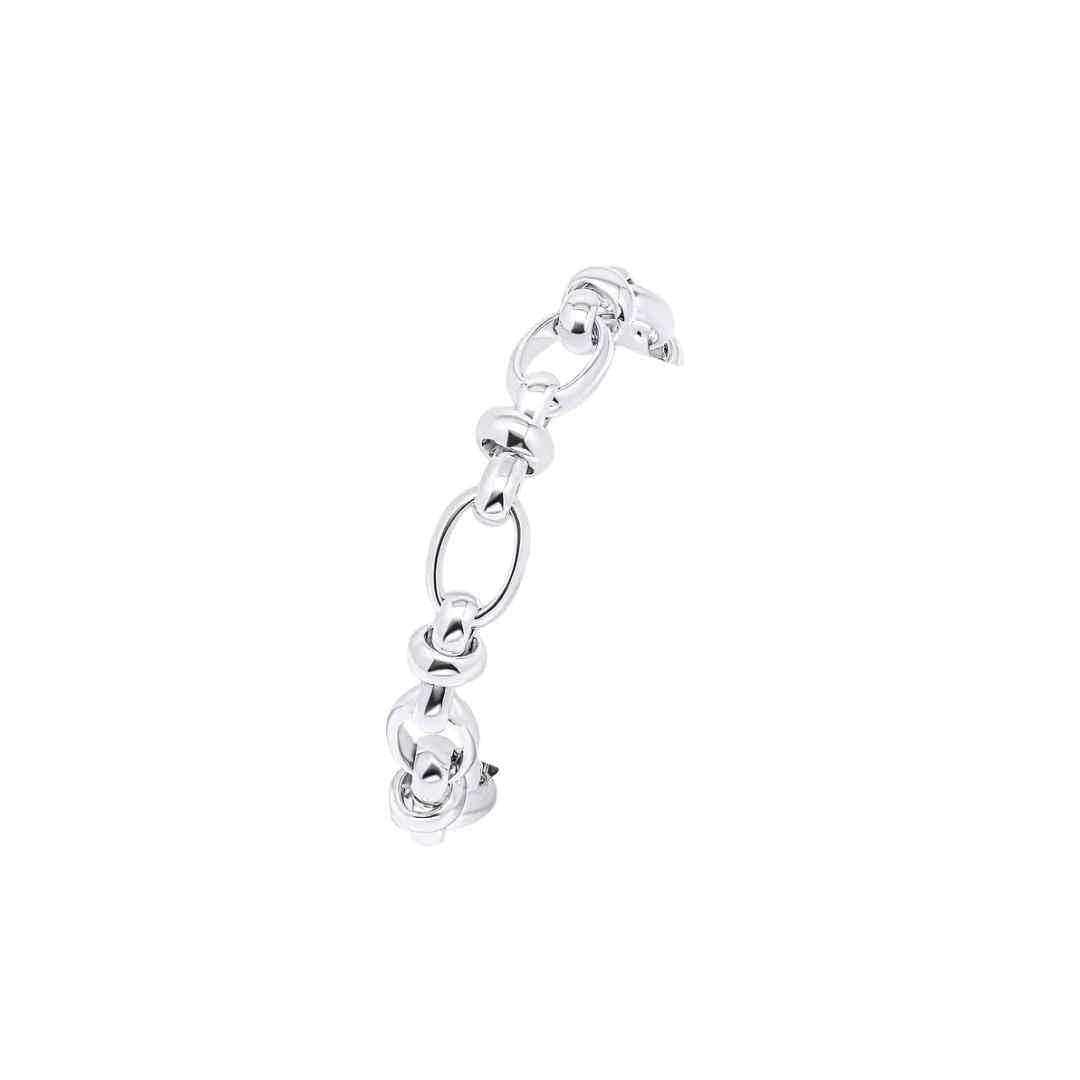 Silver 10.7mm Handmade Oval Pinched Link Chain Bracelet