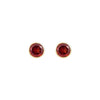 9CT Yellow Gold Round Garnet Rubover Stud Earrings 5mm