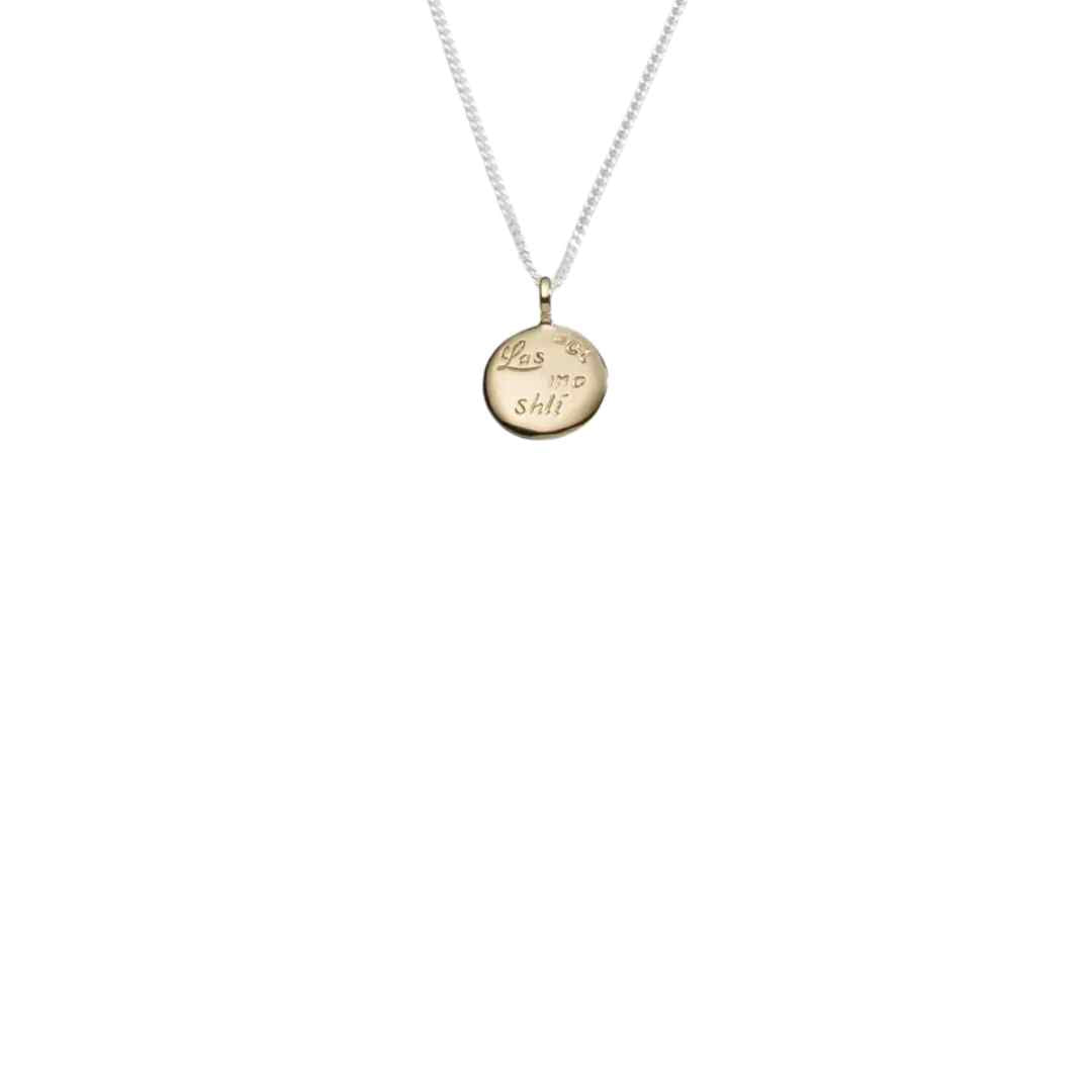 Enibas Silver Las Mo Shlí Necklace with 9ct Gold Disc & Diamond