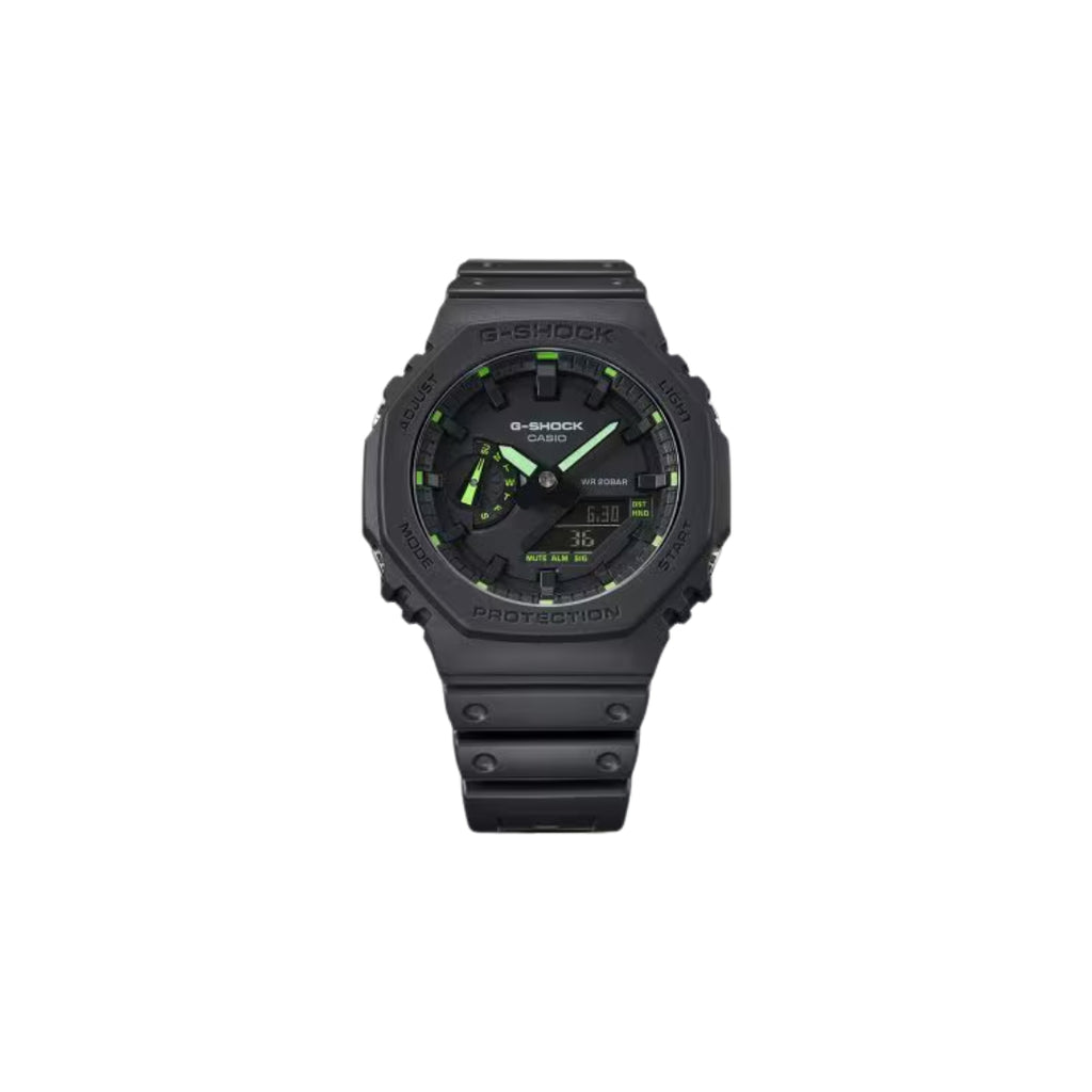 G-SHOCK GA-2100 Series – Black Resin Case and Strap with Green Accents