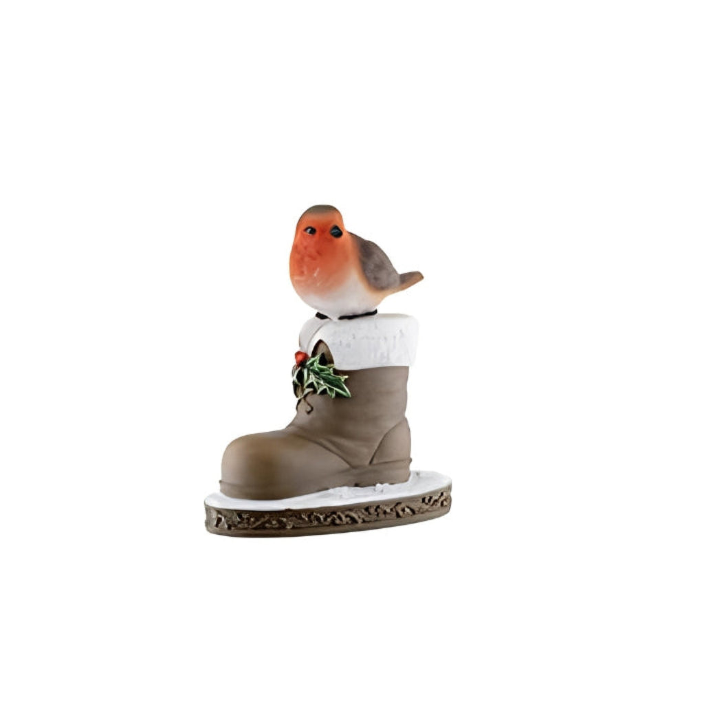 Aynsley Christmas Robin on Boot Figurines