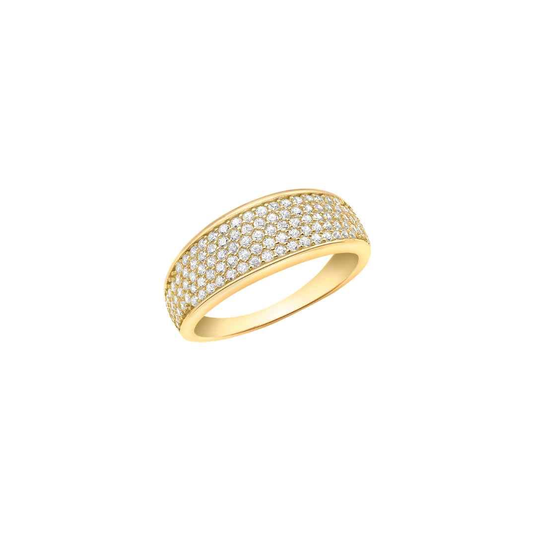 9ct Yellow Gold Pavé CZ Dome Ring
