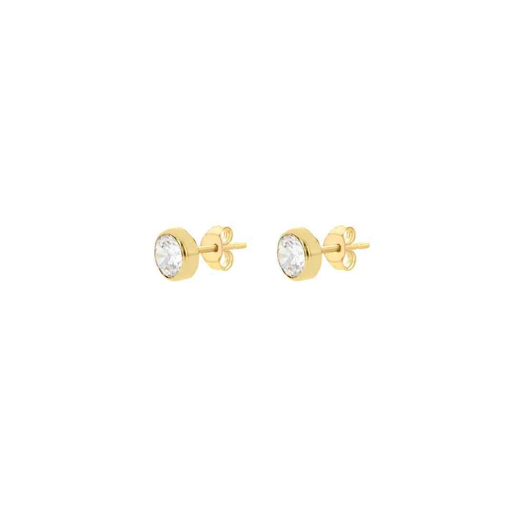 9ct Yellow Gold CZ Rubover Stud Earrings