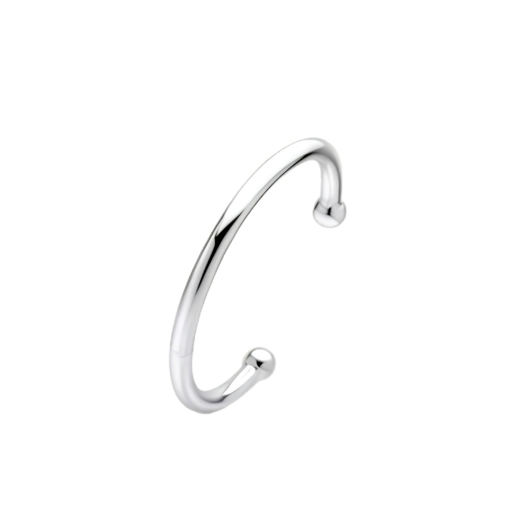 Silver 6mm Solid Round Torque Bangle with 10mm Beads