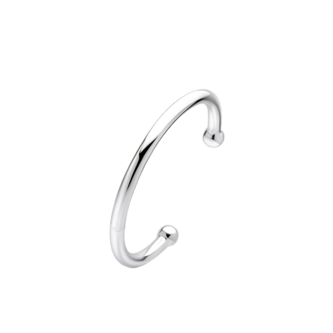 Silver 6mm Solid Round Torque Bangle with 10mm Beads