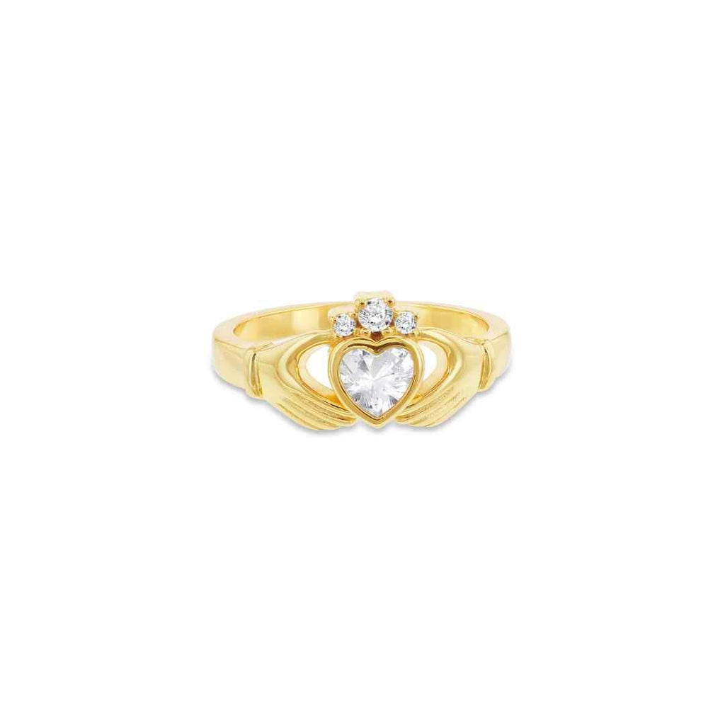 Sterling Silver Gold‑Plated Claddagh Ring