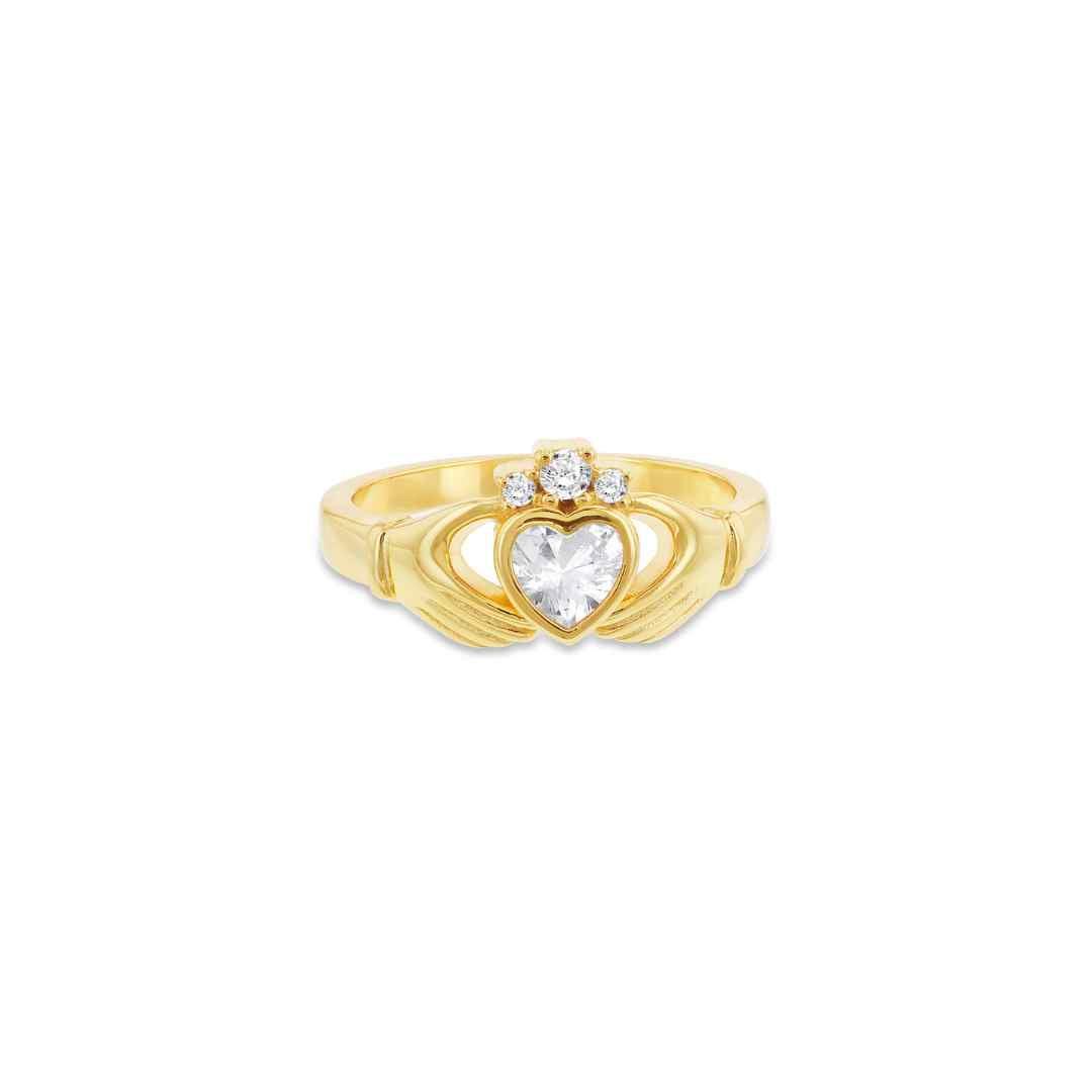 Sterling Silver Gold‑Plated Claddagh Ring