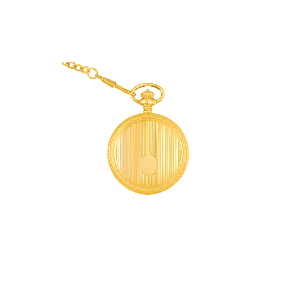 Dalton Gold-Tone Engraved Pocket Watch with Roman Numeral Dial & Chain
