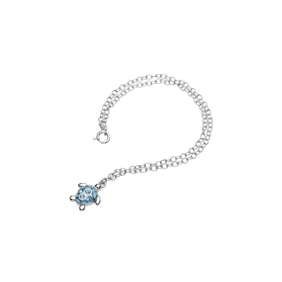 Turtle Anklet - Aqua Sterling Silver