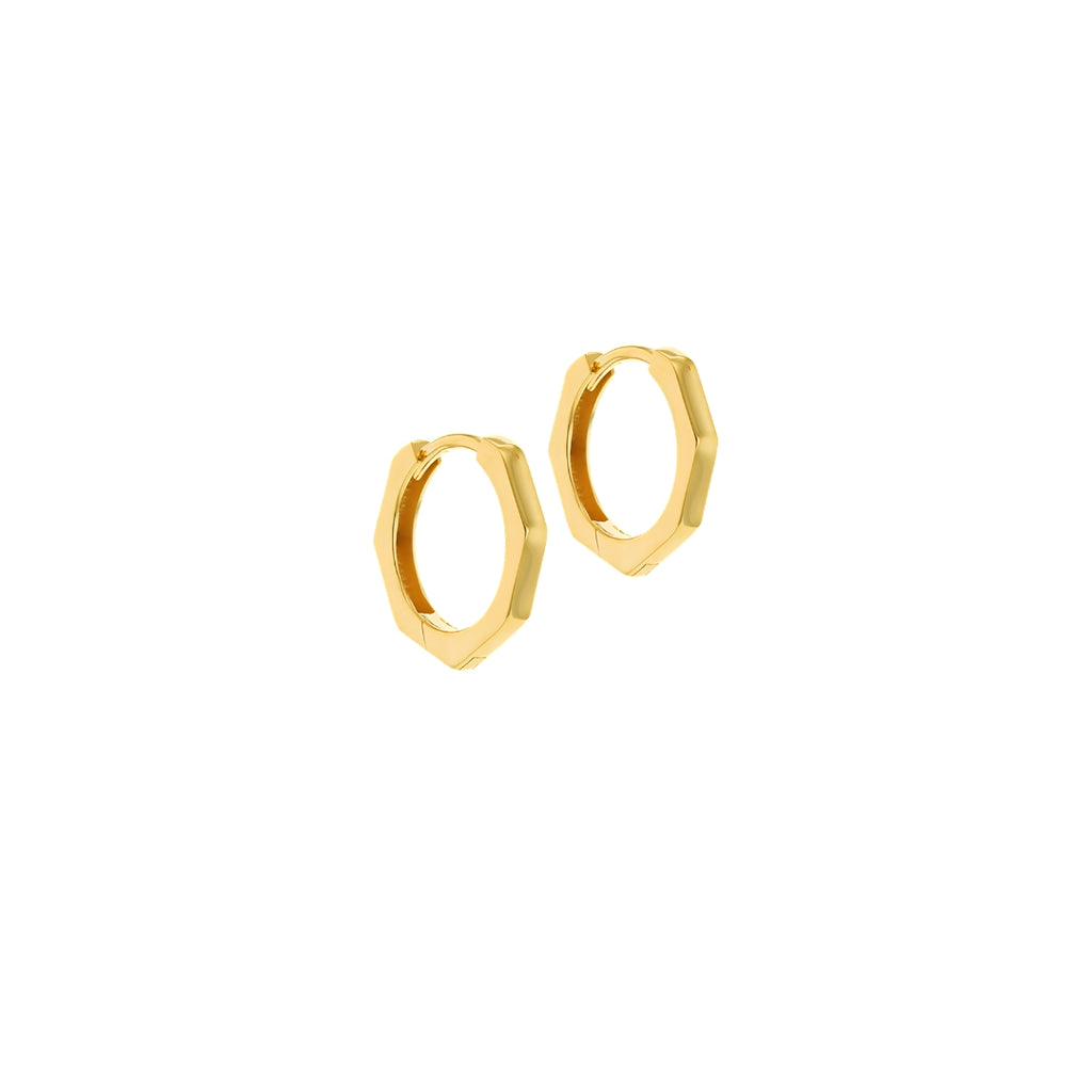 9ct Yellow Gold Hexagon Plain Hoop Earrings