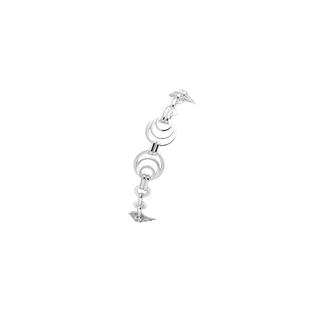 Silver 14.5mm Handmade Linked Circles Chain Bracelet