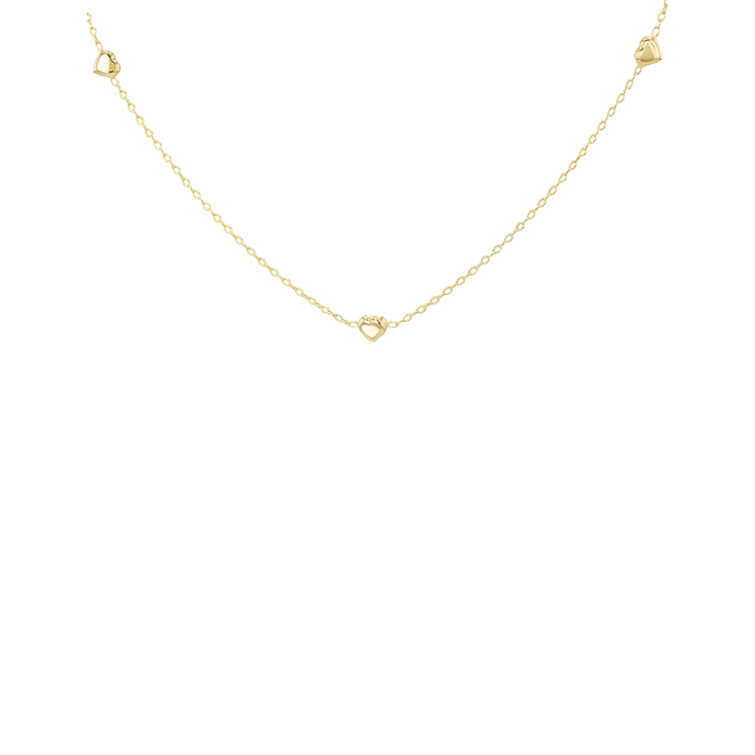 9ct Yellow Gold 3 Heart Necklet