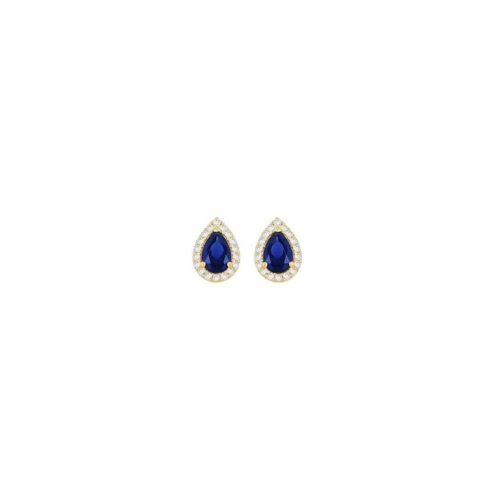 9ct Yellow Gold Pear CZ Halo Stud Earrings