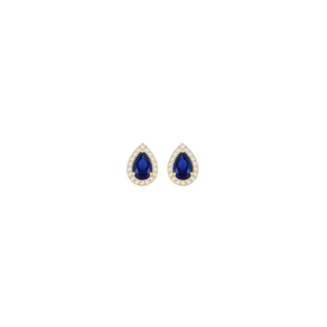 9ct Yellow Gold Pear CZ Halo Stud Earrings