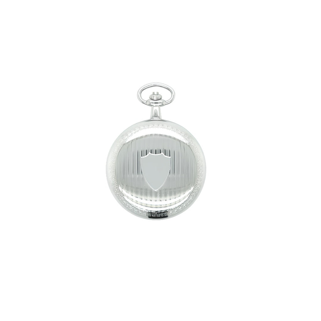 Dalton Silver-Tone Shield Engraved Pocket Watch with Full Figure Dial