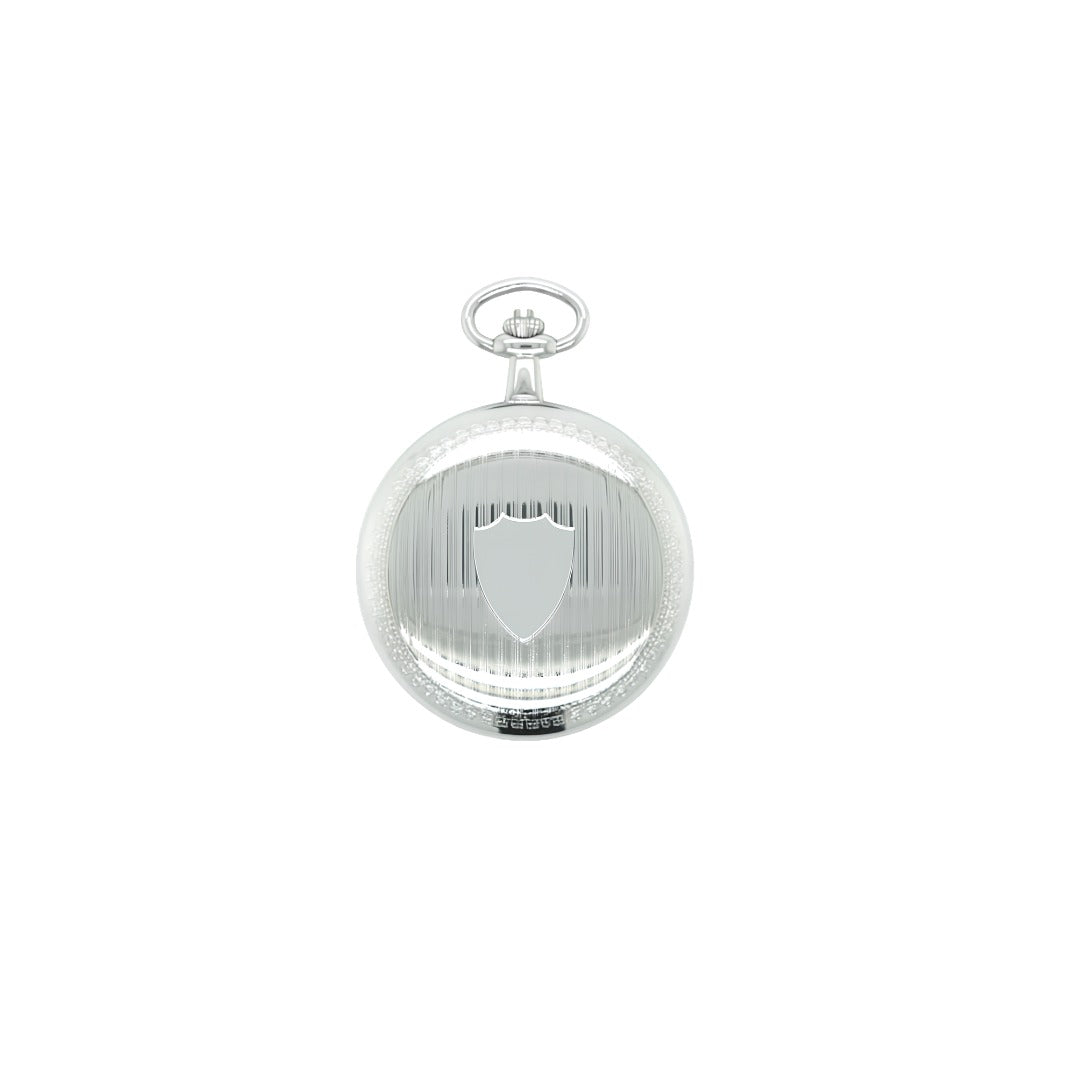 Dalton Silver-Tone Shield Engraved Pocket Watch with Full Figure Dial