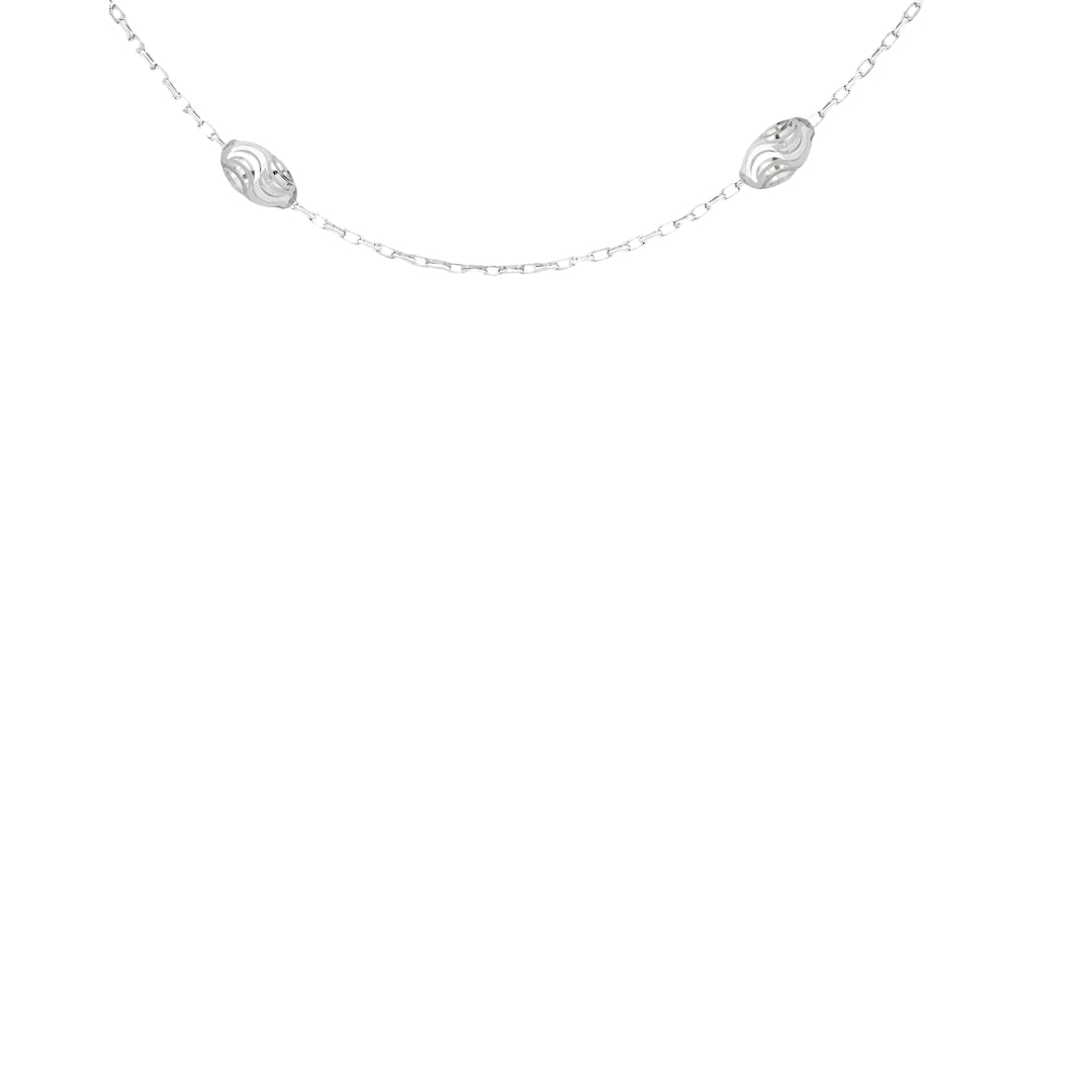 Sterling Silver Diamond Cut Ball & Trace Chain Necklace