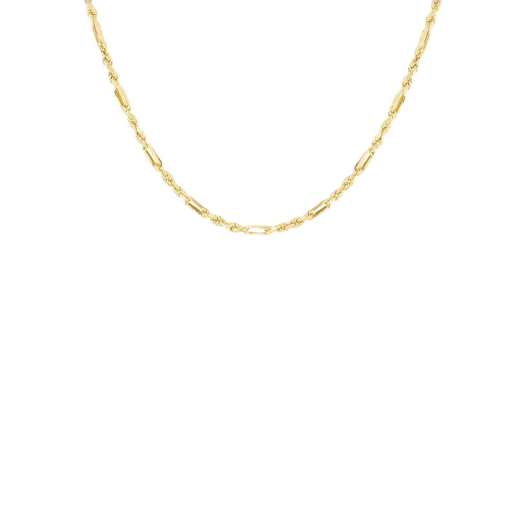 9ct Yellow Gold Hollow Diamond Cut Figarope Chain