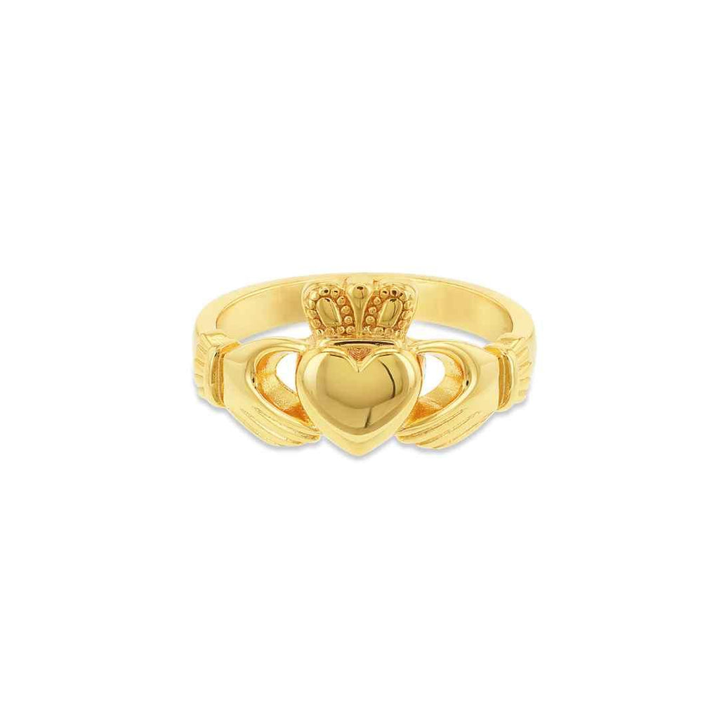 Sterling Silver Gold‑Plated Traditional Claddagh Ring